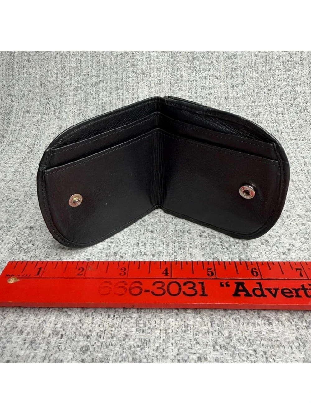 Black Genuine Leather Around the Belt Pouch Wallet Snap Coin Card Holder Vintage